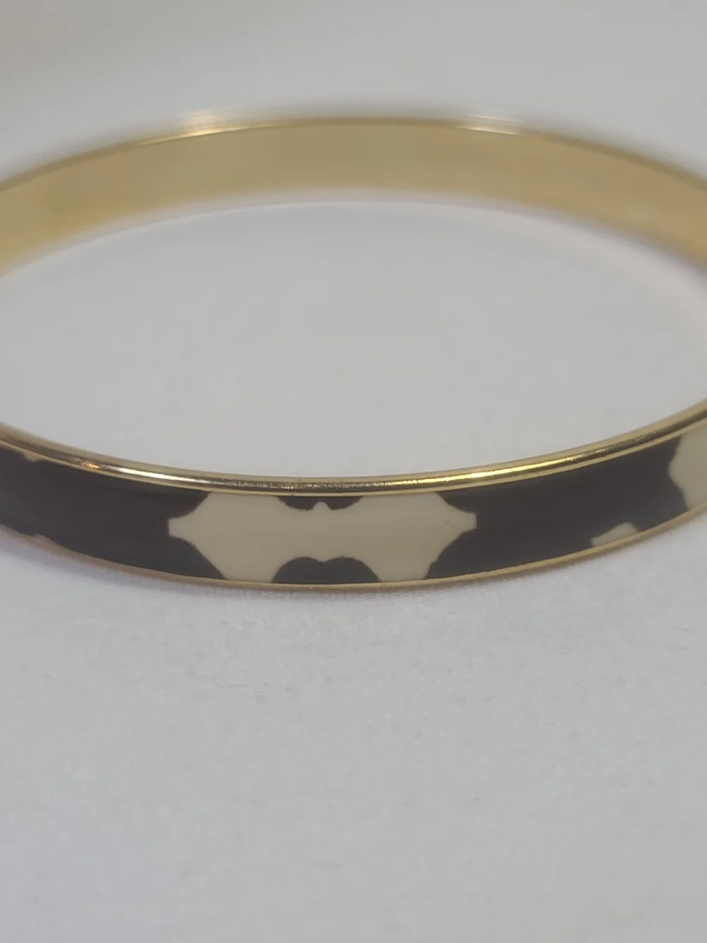 J. Crew Zebra Print Animal Enamel Gold Tone Bracelet Bangle